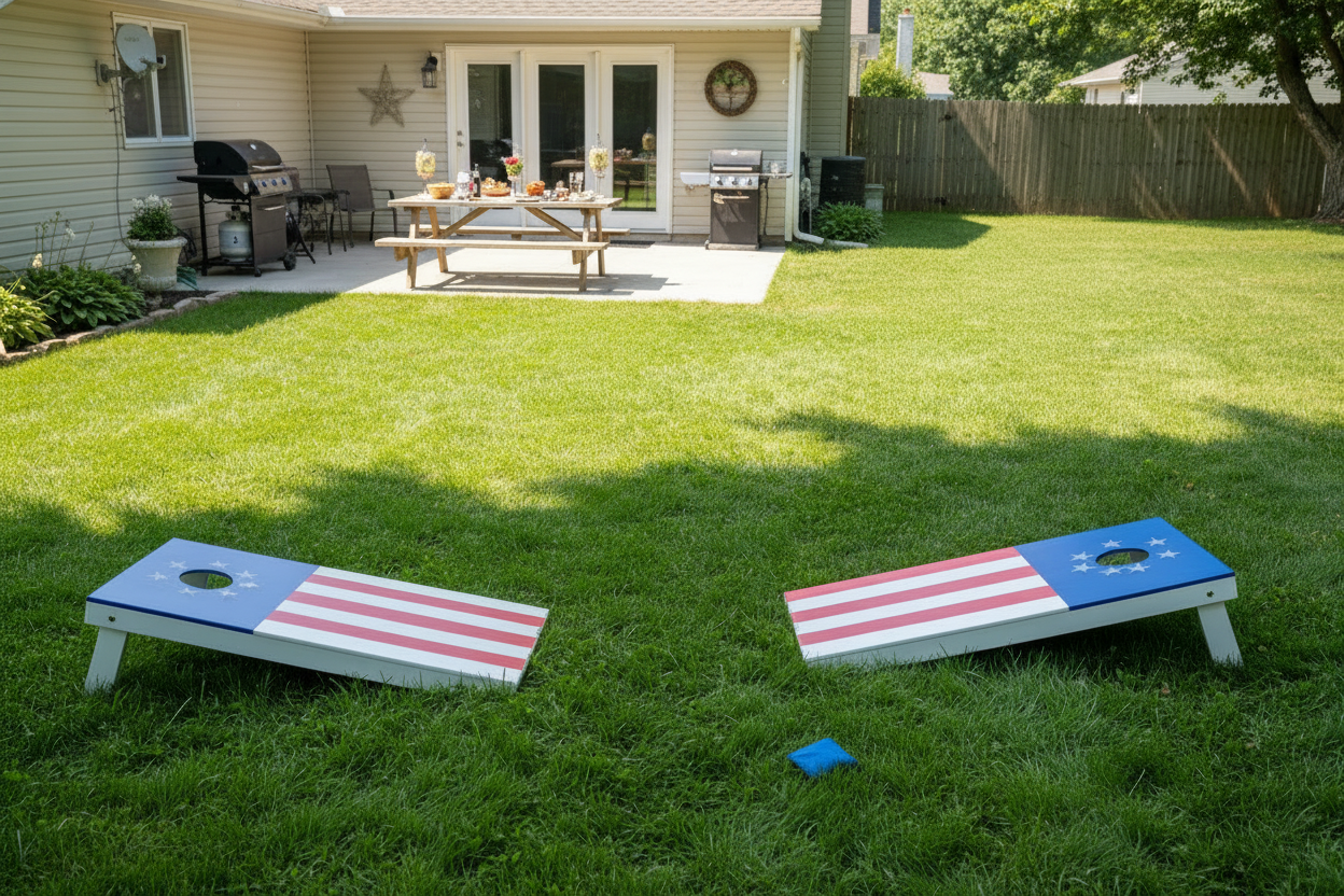 Americana Cornhole Boards daily rentals with bags