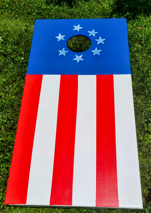 Americana Cornhole Boards daily rentals with bags